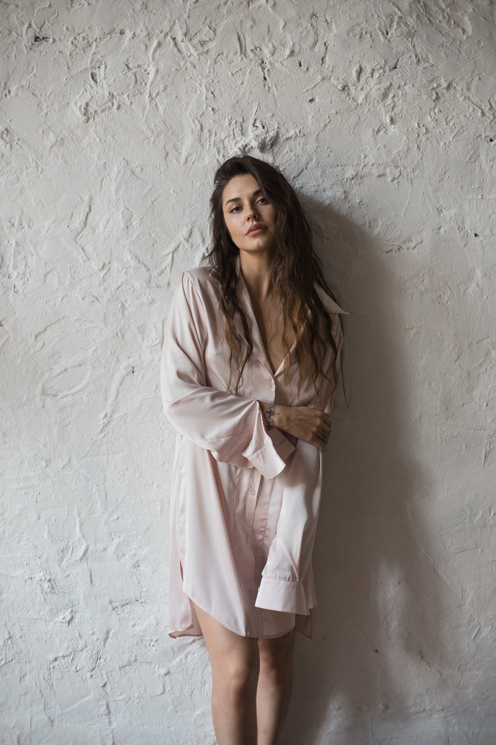 Silky Oversized Shirt-Nightgowns-Okiya Studio