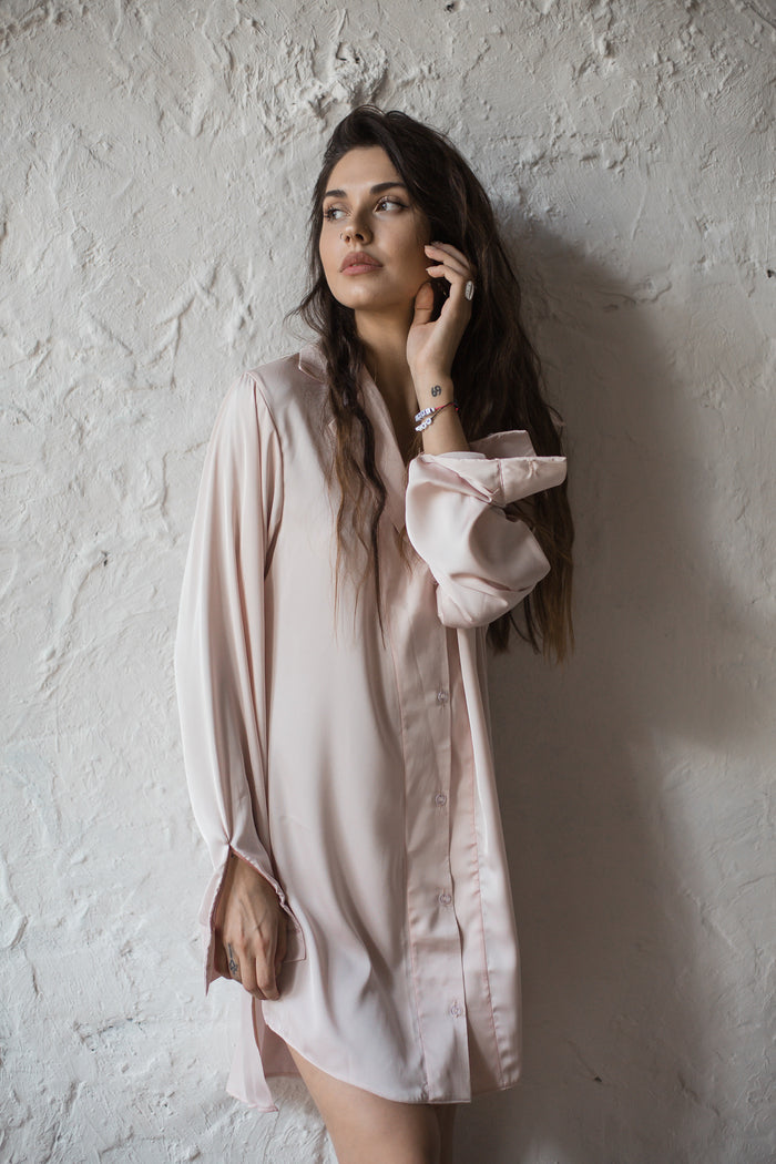 Silky Oversized Shirt-Nightgowns-Okiya Studio