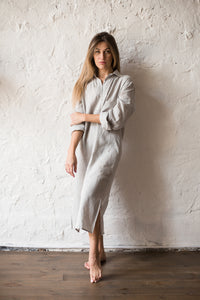 Linen Shirt in Midi Length-Shirts-Okiya Studio