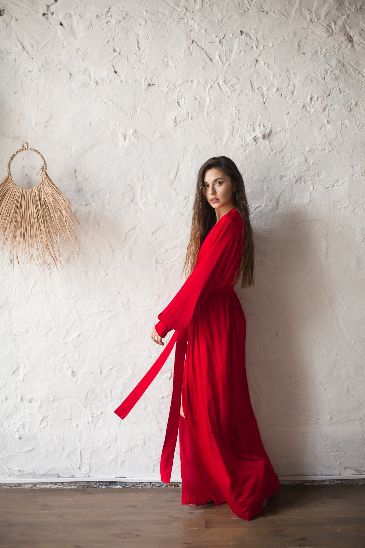 Silk Long Robe with Cuffs-Robes-Okiya Studio