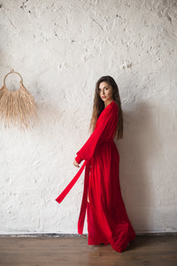 Silk Long Robe with Cuffs-Robes-Okiya Studio