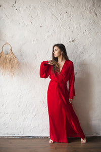 Silk Long Robe with Cuffs-Robes-Okiya Studio