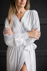 Bridal Silk Robe with Train-Robes-Okiya Studio