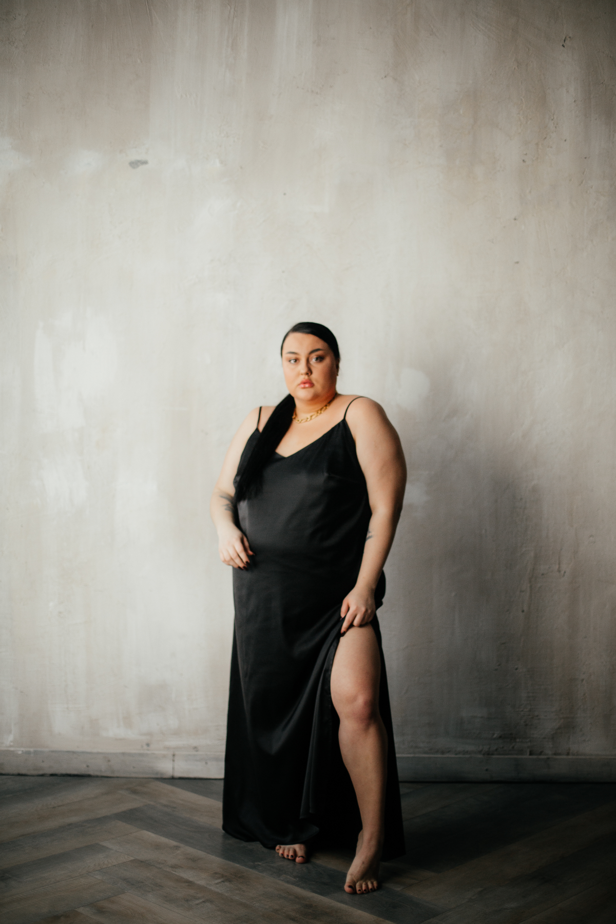 Silk Long Gown with Open Back-Nightgowns-Okiya Studio
