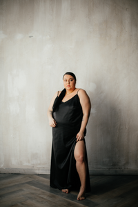 Silk Long Gown with Open Back-Nightgowns-Okiya Studio