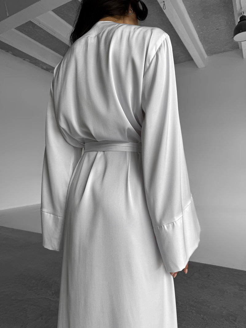 Silk Long Robe with Straight Sleeves