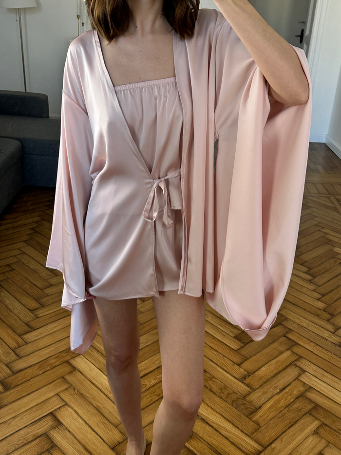 Kimono & Shorts and Cami Top silky pajama set