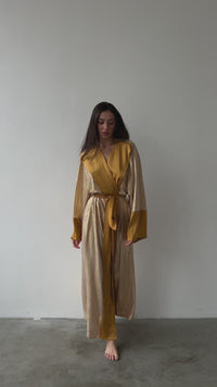 Gold Shiny Long Kimono Robe