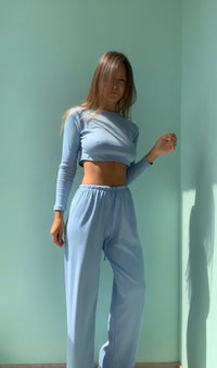 Knitted set | Pants and Longsleeves top-Pajamas-Okiya Studio
