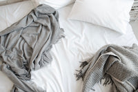 Full 4-pieces White Bed Linen Cotton Set-Bedding-Okiya Studio