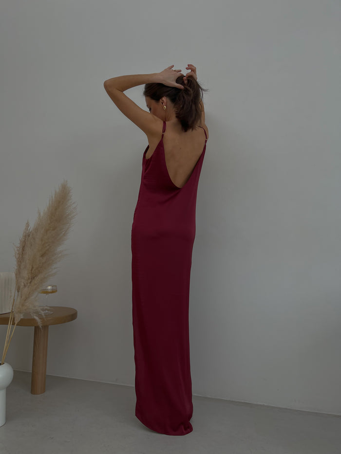 Silk Long Gown with Open Back-Nightgowns-Okiya Studio