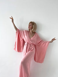 Kimono Sleeves Silk Long Robe – Okiya Studio