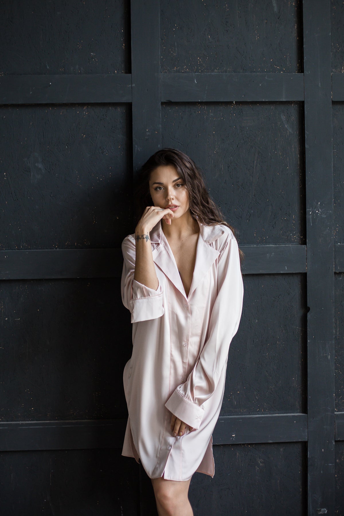 Silky Oversized Shirt-Nightgowns-Okiya Studio