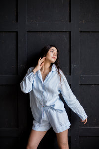 Linen Pajama Set Shirt plus Shorts-Pajamas-Okiya Studio